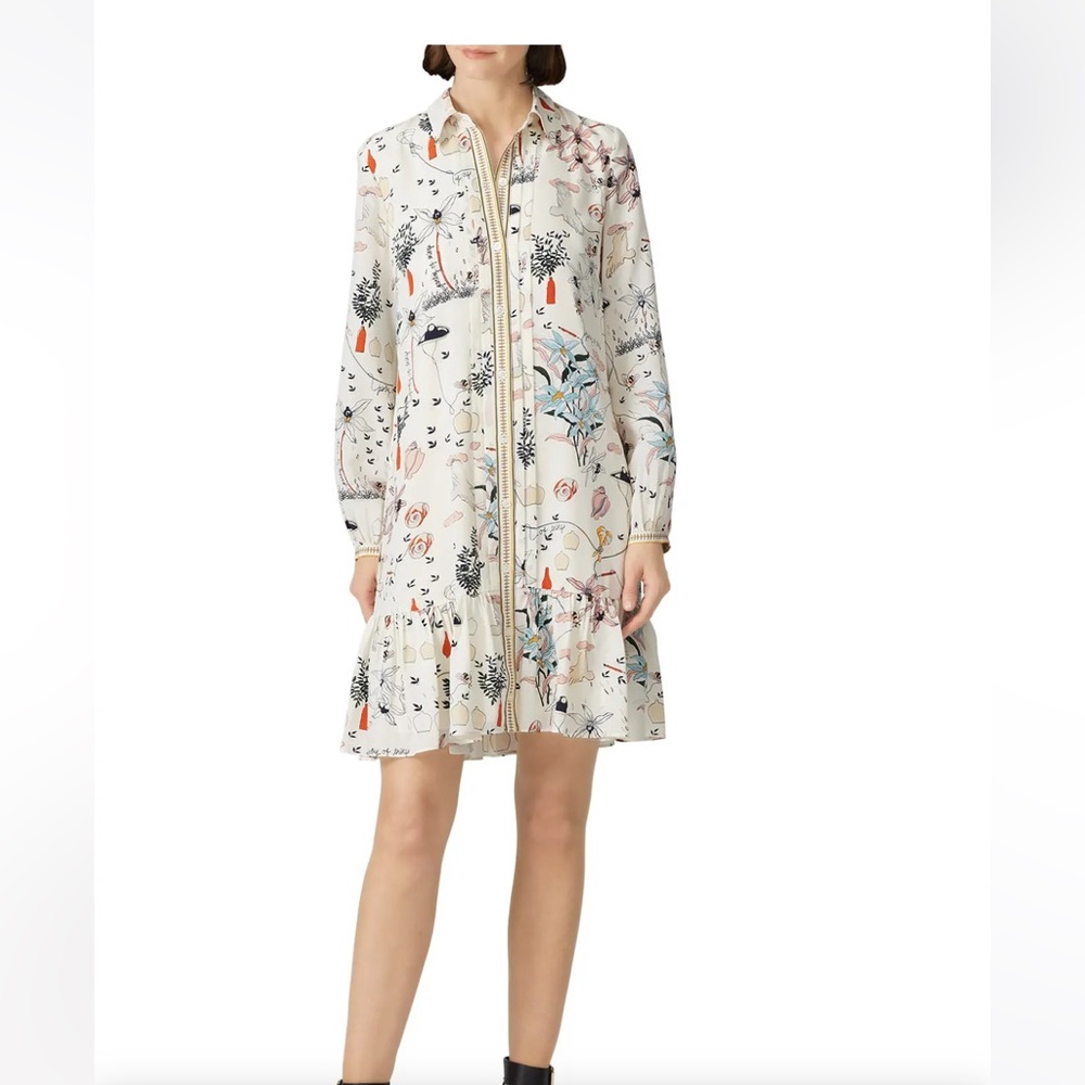 EUC Tory Burch Cora Floral Silk Shirt Dress size 2